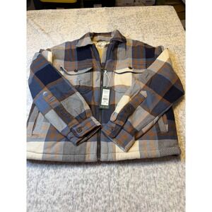 Alpine Design Sherpa Lined Plaid Flannel Jacket Women's XS Blue Brown Tan NWT